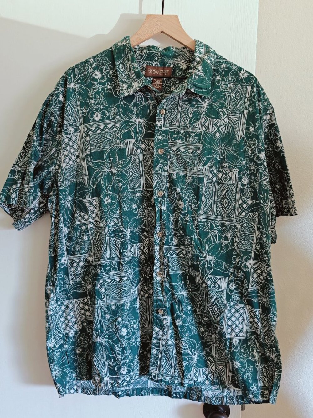 Cooke Street Hawaiian Aloha Shirt 100% Cotton Floral Tikki Geometric Sz. 2XL